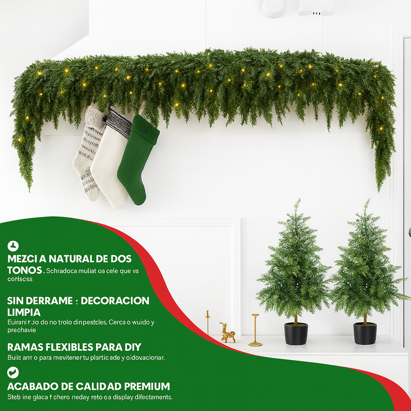 🏆2025 HOT SALE💥 Guirnalda de Cedro Navideña con Luces Integradas