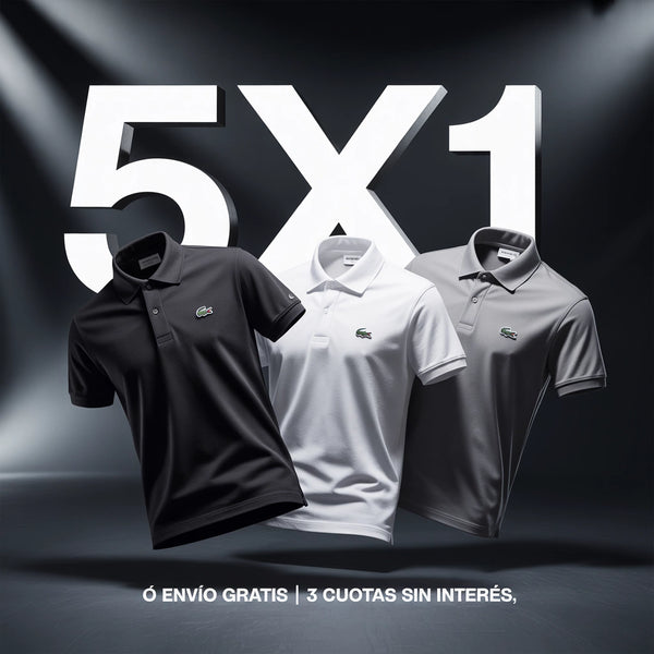 PACK X5 CHOMBAS LACOSTE | CALIDAD PREMIUM™ - PRE-BLACK