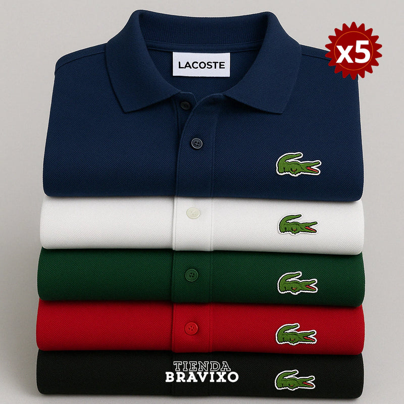 PACK X5 CHOMBAS LACOSTE | CALIDAD PREMIUM™ - PRE-BLACK