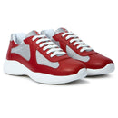 Prada Americas Cup Soft Rubber And Bike Fabric Red Silver Sneaker